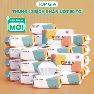 Khăn ướt cao cấp Topgia 80 tờ 15x20cm mềm mại, không mùi không parabens dành cho em bé
