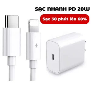 Sạc nhanh (Củ PD 20W+Cáp) Không Nóng Máy ,An Toàn Ổn Định cho điện thoại bảo hành 12 tháng - Techzone Mall