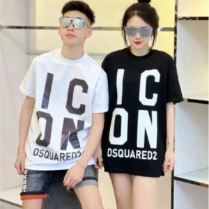 Áo Thun DSQ ICON to Thời Trang Nam Hai Màu Đen Trắng In Mặt Trước Chất Liệu Cotton Thấm Hút Mồ Hôi 0222 TTK