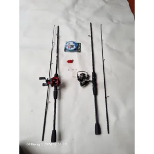 Bộ cần câu lure wnc máy ngang máy đứng tặng kèm dây câu lure và 1 con mồi