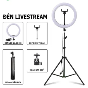 Đèn Livestream Size 26cm, 33cm, 45cm Kèm Chân 2M1 Đèn Led 3 Chế Độ Màu Trợ Sáng Chụp Ảnh Quay Video Livestream