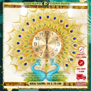 Đồng Hồ Treo Tường Con Chim Công Tài Lộc Chính Hãng D1 Home Kim Trôi Trang Trí Tường Decor - 18