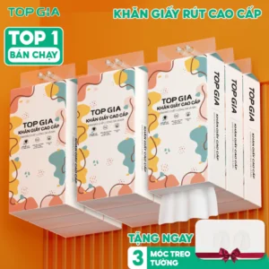 Giấy vệ sinh treo tường TopGia thùng 6 bịch đa sắc treo đa năng từ bột gỗ nguyên chất, 1280 tờ 4 lớp